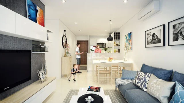contoh Desain interior rumah minimalis tanpa sekat menyatu dengan dapur