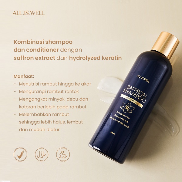 review shampo untuk rambut rontok Saffron Shampoo dari ALl Is Well