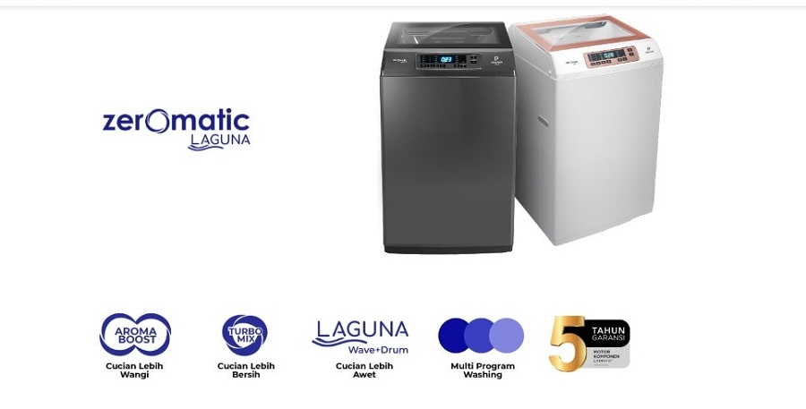 Mesin Cuci New Zeromatic Laguna Series adalah mesin cuci top loading terbaik