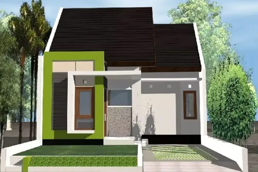 eksterior rumah dengan warna kontras