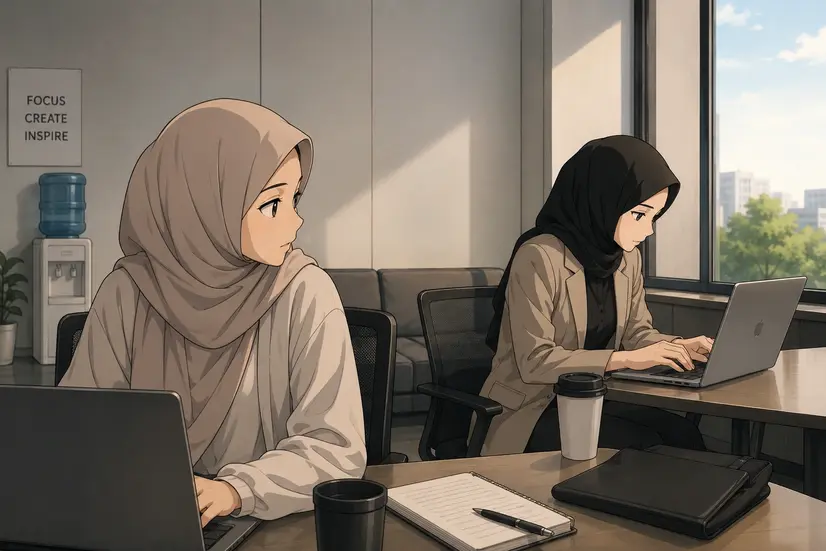 Perempuan di Depan Laptop