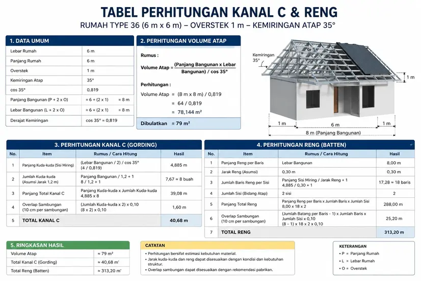 tabel perhitungan Kanal C & Reng